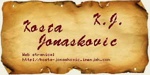 Kosta Jonašković vizit kartica
